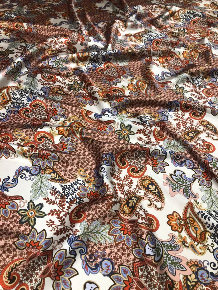 Ткань натуральный шелк сатин с эластаном принт пейсли Etro
