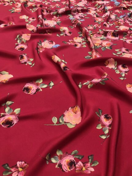 Ткань шелк креп-сатин цветочный принт розы купон Valentino Италия